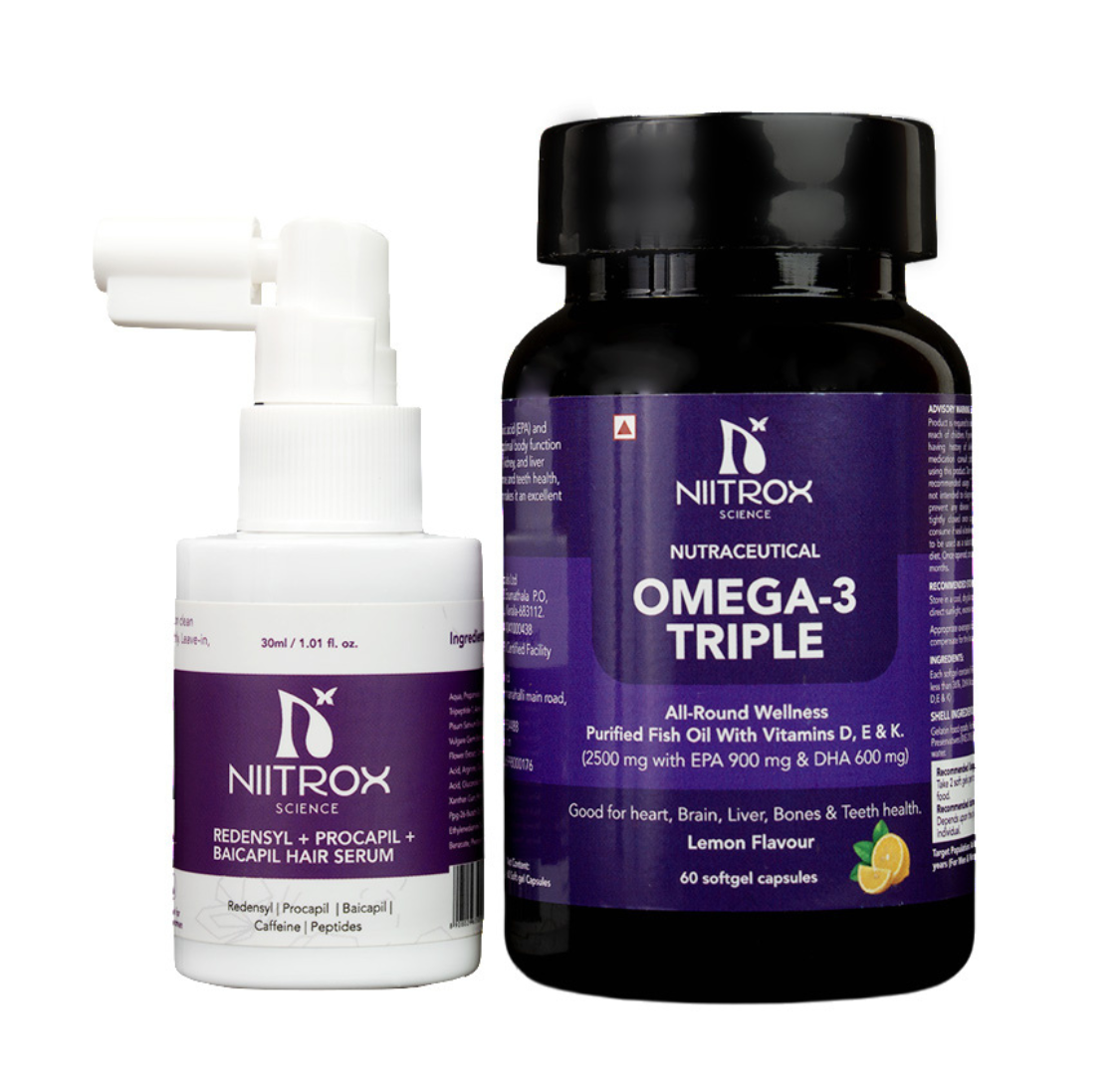 Hair Serum and Omega-3 Capsule Combo