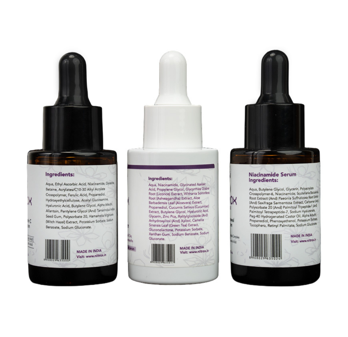 Vitamin C + Niacinamide + Face Serum: 3 Serums Combo (30 ml Each)