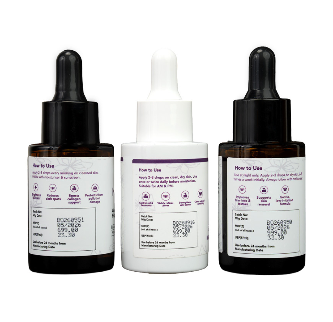 Vitamin C + Niacinamide + Face Serum: 3 Serums Combo (30 ml Each)